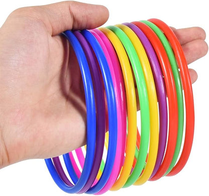 OBTANIM 24 Pcs Plastic Ring Toss Game for Kids and Outdoor Toss Rings for Speed and Agility