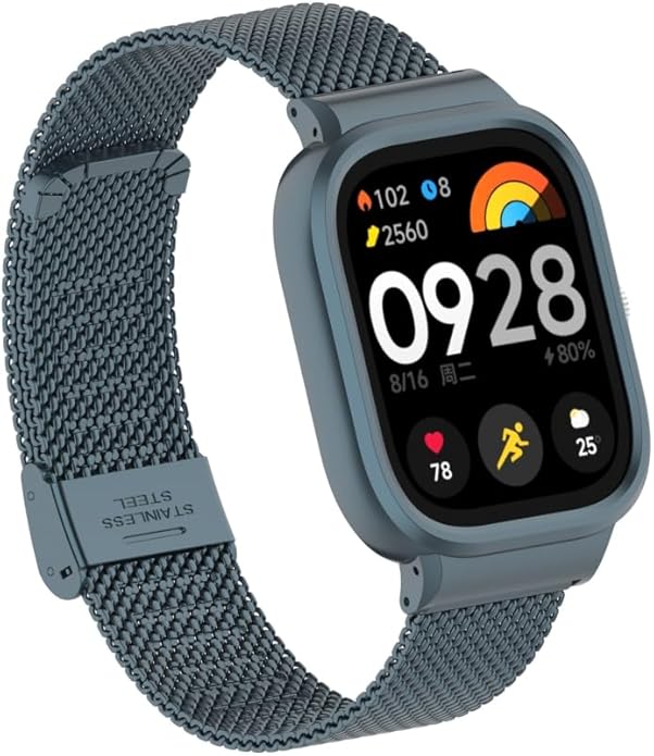 HOPMC Adjustable and Comfortable With Redmi Watch 4 Strap Metal Case 22mm Stainless Steel Mesh