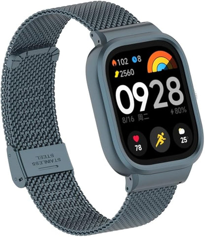HOPMC Adjustable and Comfortable With Redmi Watch 4 Strap Metal Case 22mm Stainless Steel Mesh