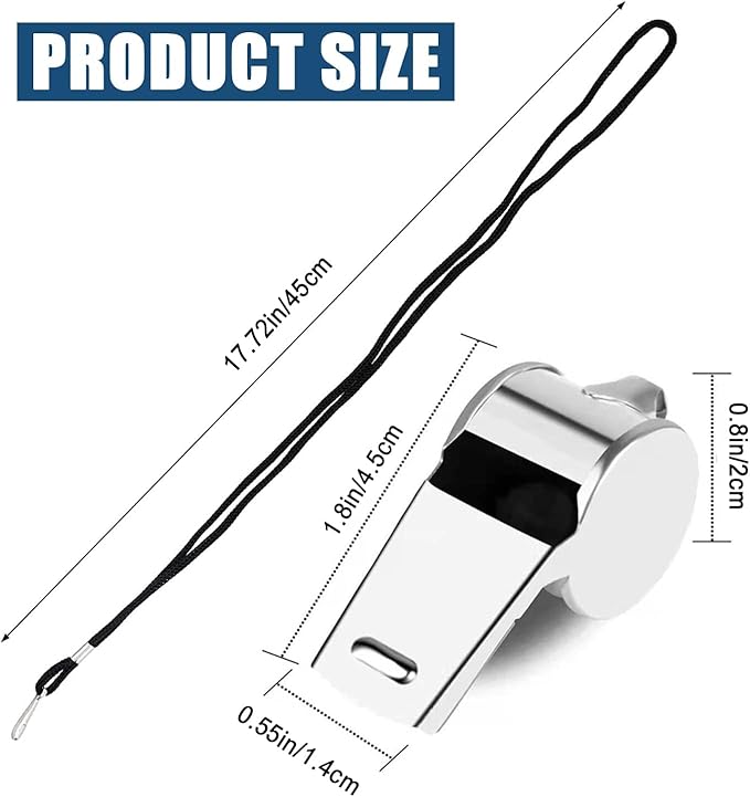 3 Pcs Whistle,Stainless Steel Sports Whistle with Lanyard for Coaches Referees Emergency Outdoor