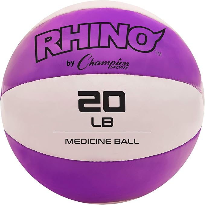 Champion Sports Exercise Medicine Balls, Leather with No-Slip Grip - Weighted Med Ball Set for