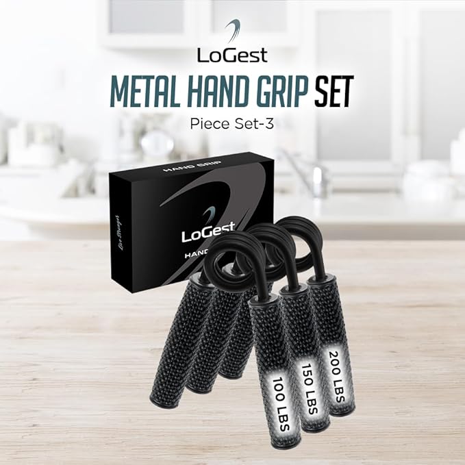 Logest Metal Hand Grip Set, 100LB-200LB 3 Pack 50LB-200LB 4 Pack No Slip Heavy-Duty Grip