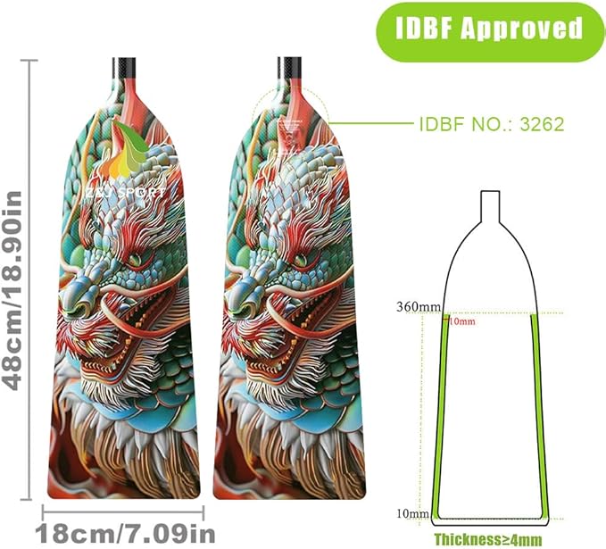 Z&J SPORT Adjustable Dragon Boat Paddle, IDBF Approved Carbon Fiber Paddle, Dragon Graphic Paddle