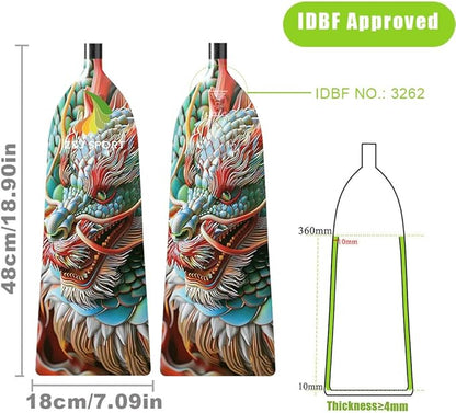 Z&J SPORT Adjustable Dragon Boat Paddle, IDBF Approved Carbon Fiber Paddle, Dragon Graphic Paddle