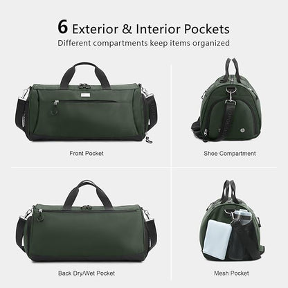 TOPDesign Gym Bag for Women & Men, Unisex Duffel Bag with Shoe Compartment & Wet Pocket for Travel
