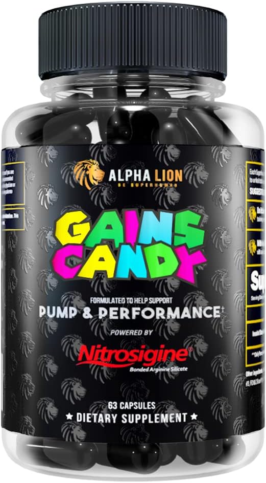 ALPHA LION Gains Candy, Supplement Pills for Muscle Pump & Blood Flow, Nitric Oxide Booster