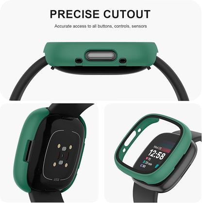 Vancle Case for Fitbit Versa 4 / Fitbit Sense 2, 4-Pack Screen Protector Tempered Glass Full Around
