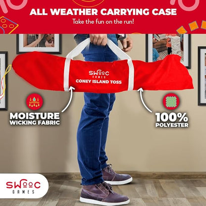 SWOOC Games - Coney Island Toss™ - Arcade Style Cornhole Board Set w/Carrying Case & 15+ Games