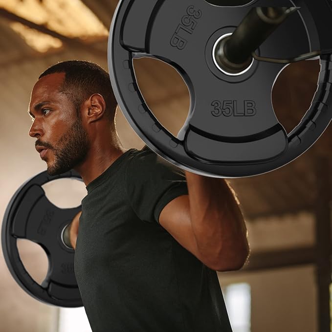 RitFit Olympic Rubber Grip Plates for Barbell, 2-Inch Weight Plates for Weightlifting and Strength