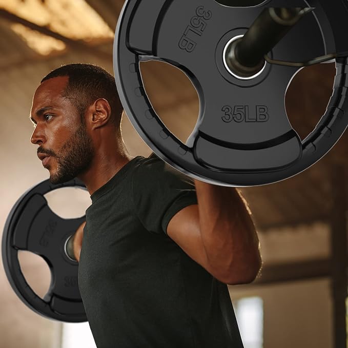 RitFit Olympic Rubber Grip Plates for Barbell, 2-Inch Weight Plates for Weightlifting and Strength