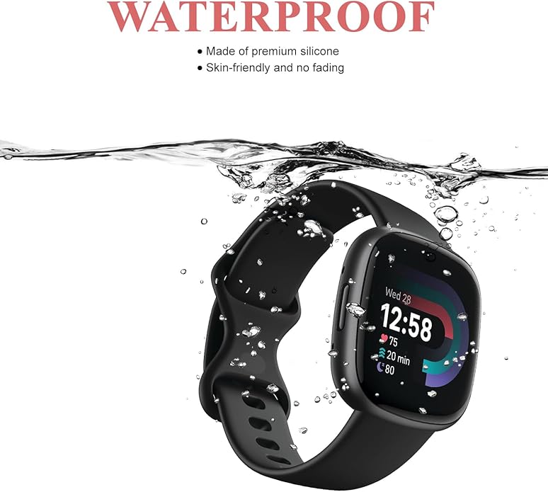 Compatible with Fitbit Versa 4 / Fitbit Versa 3 / Fitbit Sense/Sense 2 Bands, Soft Silicone