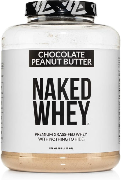 NAKED Whey Chocolate Peanut Butter Grass Fed Whey Protein Powder, No GMO, No Soy, and Gluten Free