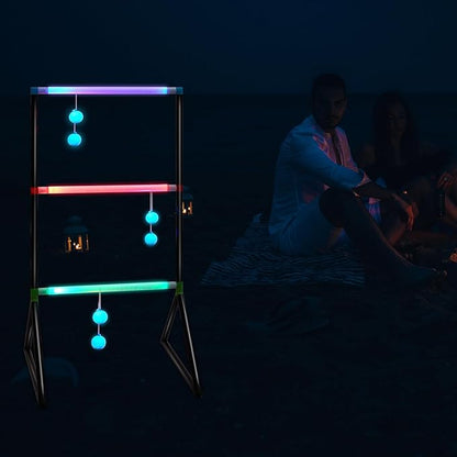 Sosation Light up Ladder Ball Set 6 Glow in The Dark Ball 2 LED Ladder Toss Outdoor Lawn Toss Game