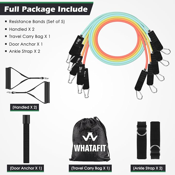 WHATAFIT Resistance Bands, Exercise Bands，Resistance Bands for Working Out, Work Out Bands with