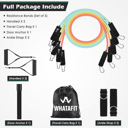 WHATAFIT Resistance Bands, Exercise Bands，Resistance Bands for Working Out, Work Out Bands with