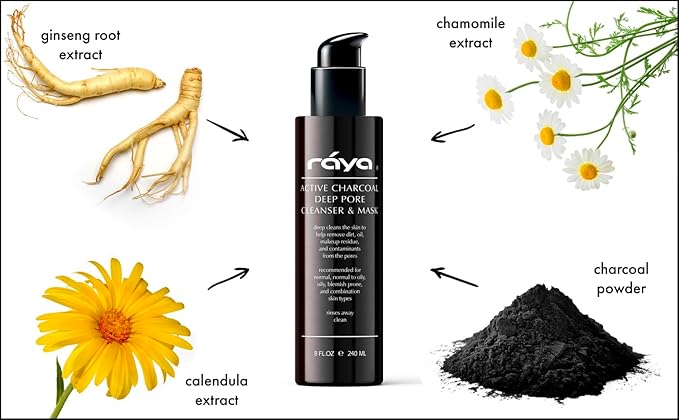 Raya Active Charcoal Deep Pore Facial Cleanser and Mask (121) | Deep Pore Cleansing Fluid for