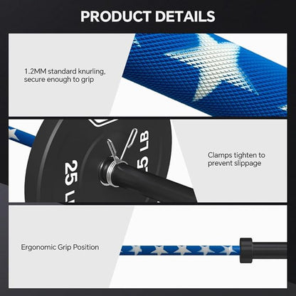 7FT Olympic Barbell Bar with Weight Plate Set Combo, Solid Olympic Bar with Bearings, 700Lbs