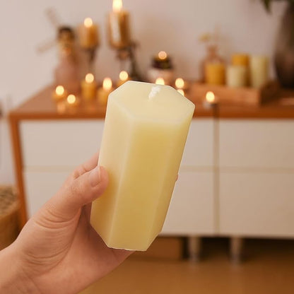 4PCS Hexagon Beeswax Pillar Candles,Large Handmade Pure Beeswax Candle,Unscented Smokelessï¼? *