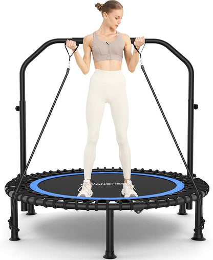 ANCHEER 40" Foldable Mini Trampoline,Max Load 450lbs/550lbs Indoor Trampoline,with 4 Level