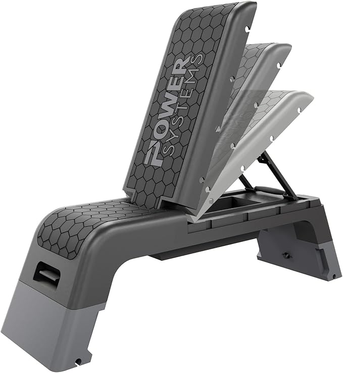 Power Systems Step Bench & Weight Bench | Aerobic Platform & Plyo Box for Cardio, Strength |