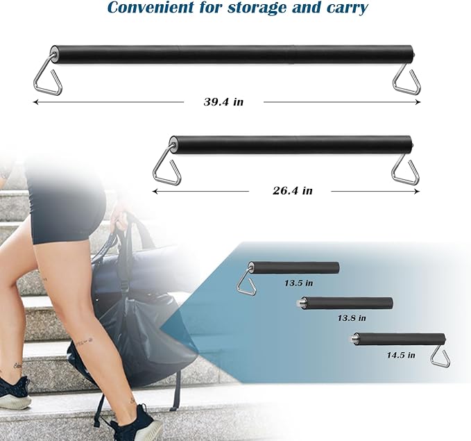 Resistance Band Bar, 26.4in or 39.4in, Workout Bar for Fitness, Portable Weightlifting Training