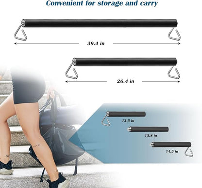 Resistance Band Bar, 26.4in or 39.4in, Workout Bar for Fitness, Portable Weightlifting Training