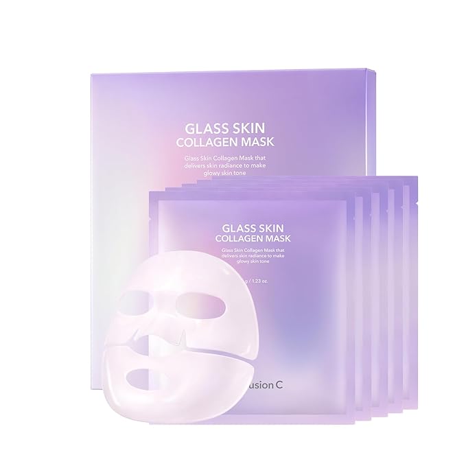 Cell Fusion C Glass Skin Collagen Mask, 1.23 oz. x 5 Sheets, Overnight Hydrogel Mask with Triple