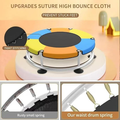 Trampoline for Kids, Full Anti-Rust 440lbs Anti-Rollover Round Bottom Toddler Trampoline