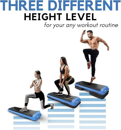 Yes4All Adjustable Workout Aerobic Exercise Step Platform Health Club Size with 4 Adjustable Risers