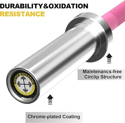 POWER GUIDANCE Chrome Olympic Barbell Bar, 2 Inch Weight Bar for lifting, Hip Thrusts,Universal