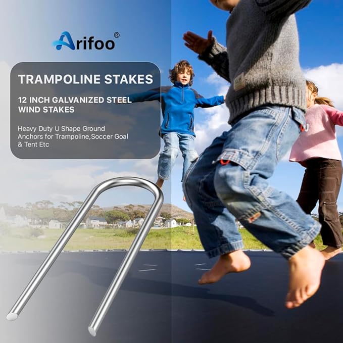 Heavy Duty Trampoline Stakes Anchors High Wind U Type Sharped Ends Safety Ground Anchors Galvanized