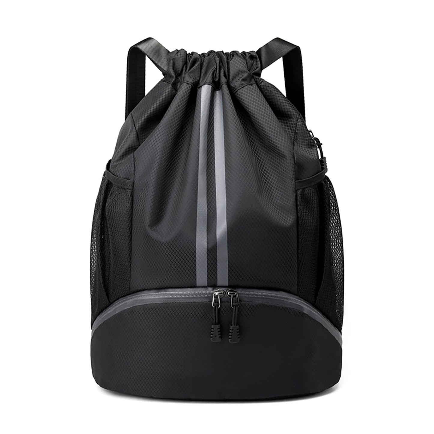 JELUTAR Drawstring Backpack Gym Bag with Shoes Compartment, Black