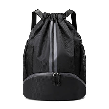 JELUTAR Drawstring Backpack Gym Bag with Shoes Compartment, Black