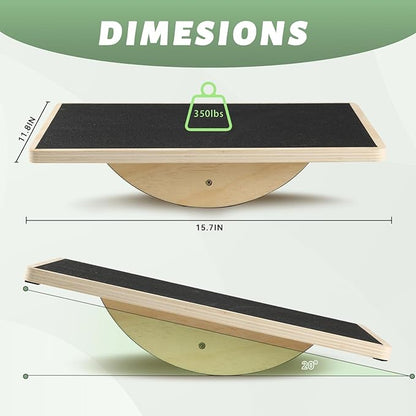 Professional Wooden Balance Board for Adults-Anti-Slip 350LBS Wobble Board for Physical Therapy