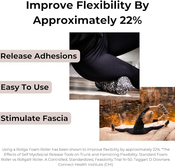 Rollga POINT - The Better Foam Roller for Physical Therapy. Deep Tissue Massage Roller for Muscle