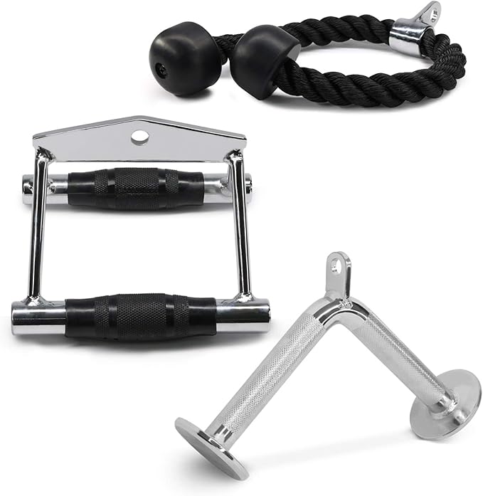 Yes4All Tricep Press Down Cable Machine Attachment Set, LAT Pulldown Attachment, Cable Machine