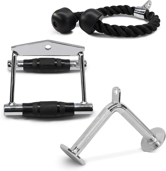 Yes4All Tricep Press Down Cable Machine Attachment Set, LAT Pulldown Attachment, Cable Machine
