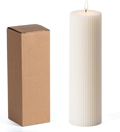 KONNI White Pillar Candles 2.4 x 7.9 inch Unscented Pillar Candle Bulk, Long Burning Candles