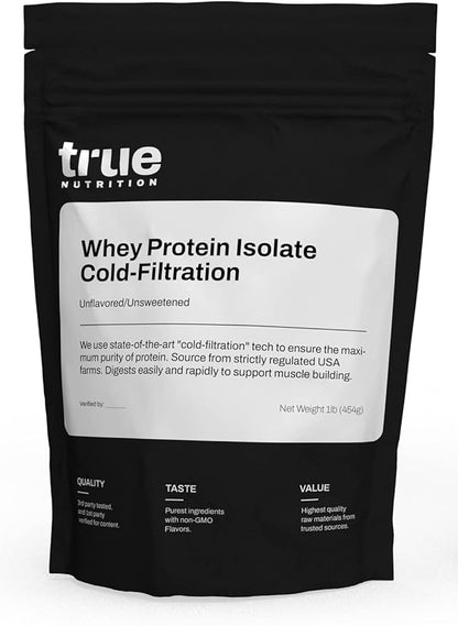 True Nutrition - Unflavored Whey Protein Isolate Cold-Filtration -100% Whey Protein Powder - 27g
