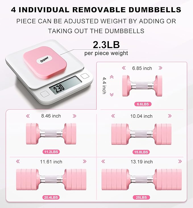 15LB 20LB 40LB 50LB Adjustable Dumbbell Set Free Weights Dumbbells Set for Women Men Hand Weights
