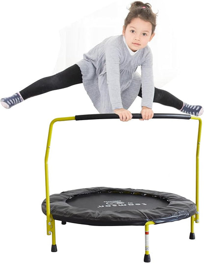Teamson by Crowntec 36'' Round UV Resistant Steel Mini Trampoline with Handle and Safety Pad for