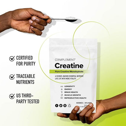 Complement Creatine Monohydrate Micronized Powder for Women and Men (5g, 60 Servings) Pre Workout