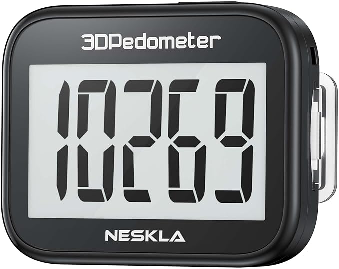 3D Pedometer for Walking, Simple Step Counter with Large Digital Display, Step Tracker with