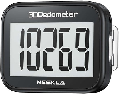 3D Pedometer for Walking, Simple Step Counter with Large Digital Display, Step Tracker with