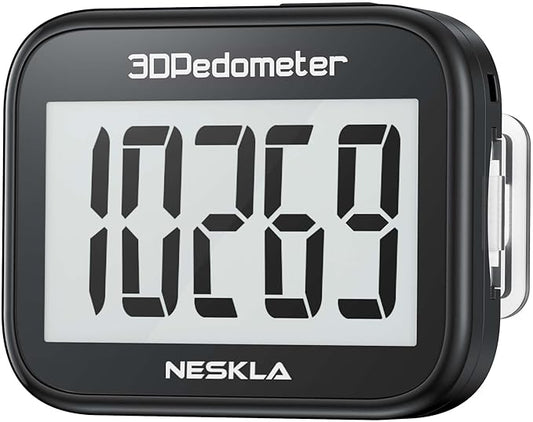 3D Pedometer for Walking, Simple Step Counter with Large Digital Display, Step Tracker with