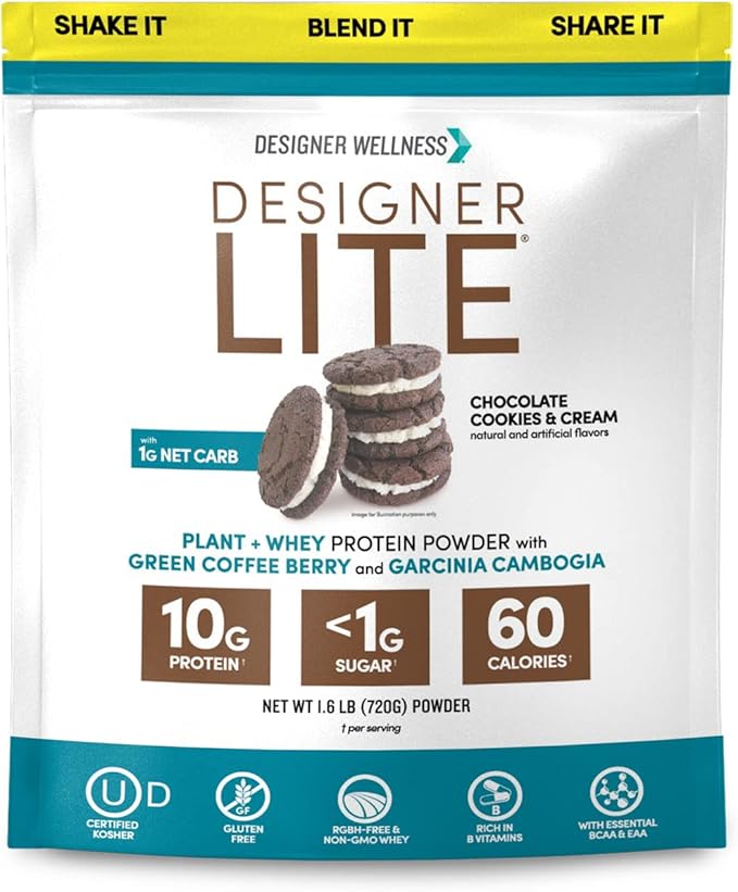 Designer Wellness, Designer Lite, Low Calorie Natural Protein, Prebiotic Fiber, Key Vitamins &