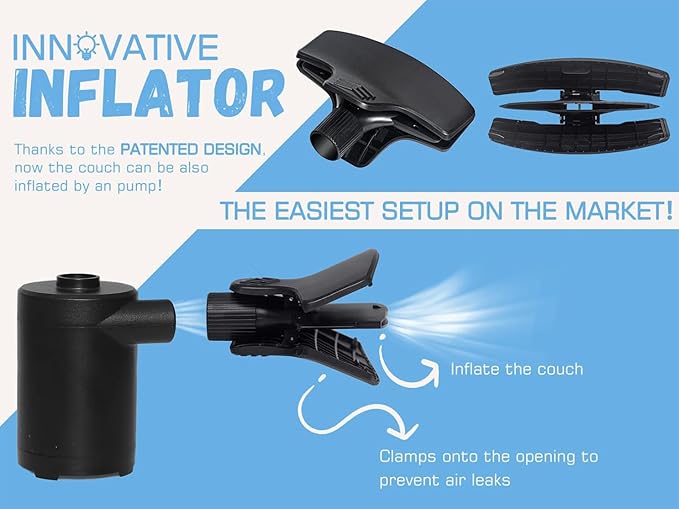 WEKAPO Inflatable Couch with Pump - Easiest Setup, Crazy Comfy & Ultralight - Blow up Lounger Chair