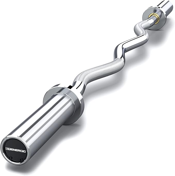 47" Olympic EZ Curl Bar 500-lbs Capacity Steel Barbell Suitable for 2" Weight Plates, 2-Inch Curl