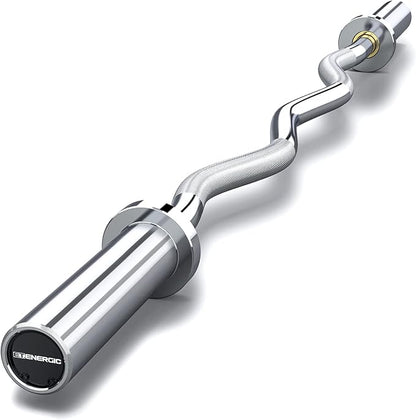 47" Olympic EZ Curl Bar 500-lbs Capacity Steel Barbell Suitable for 2" Weight Plates, 2-Inch Curl
