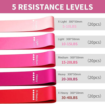 100 PCS Bulk Resistance Bands, Loop Exercise Bands Set for Gym Members Sports Class Students Gift